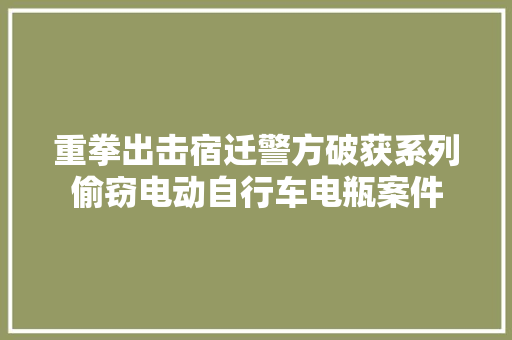 重拳出击宿迁警方破获系列偷窃电动自行车电瓶案件