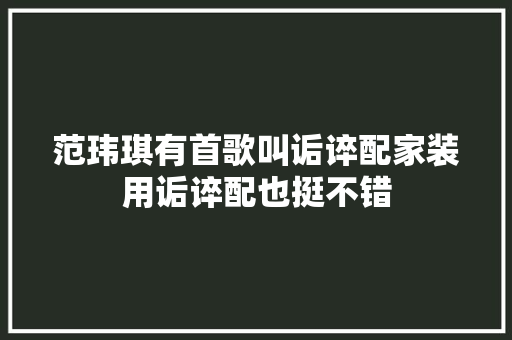 范玮琪有首歌叫诟谇配家装用诟谇配也挺不错