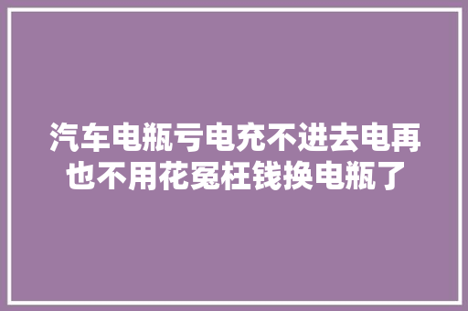 汽车电瓶亏电充不进去电再也不用花冤枉钱换电瓶了 汽车知识