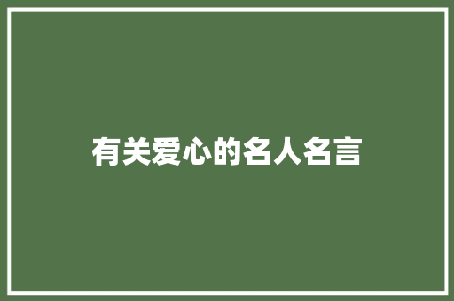 有关爱心的名人名言