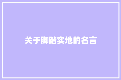 关于脚踏实地的名言