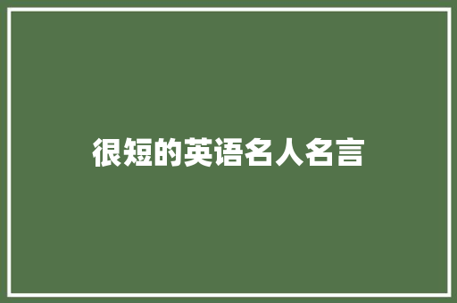 很短的英语名人名言