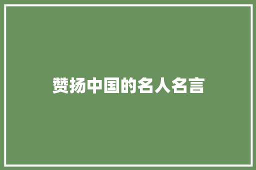 赞扬中国的名人名言