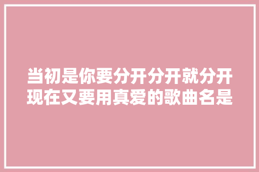 当初是你要分开分开就分开现在又要用真爱的歌曲名是