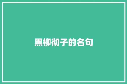 黑柳彻子的名句