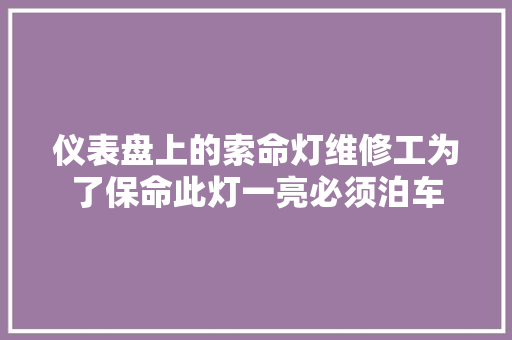 仪表盘上的索命灯维修工为了保命此灯一亮必须泊车