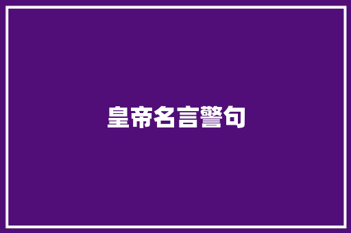 皇帝名言警句