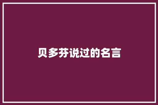 贝多芬说过的名言