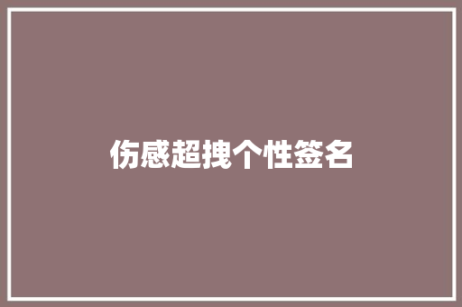 伤感超拽个性签名