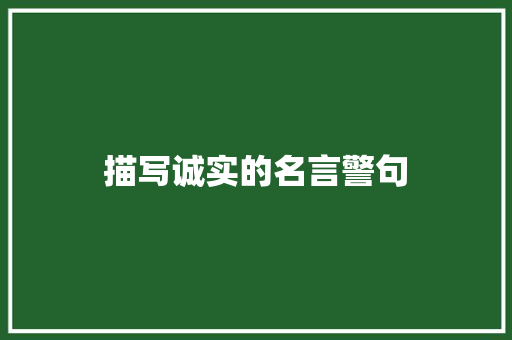 描写诚实的名言警句