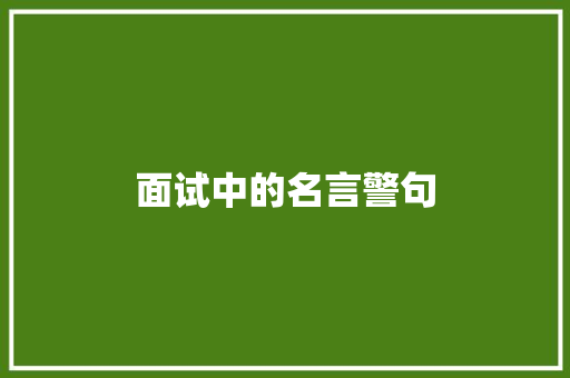面试中的名言警句