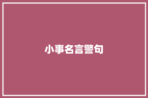 小事名言警句