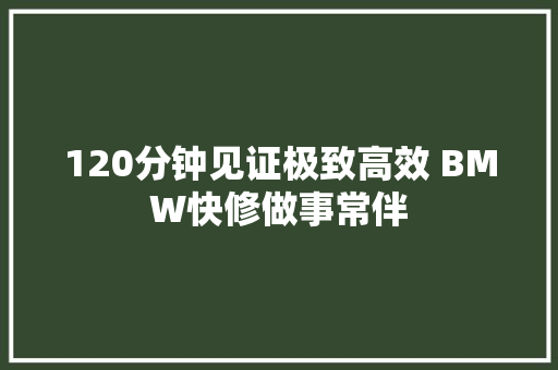 120分钟见证极致高效 BMW快修做事常伴 汽车知识