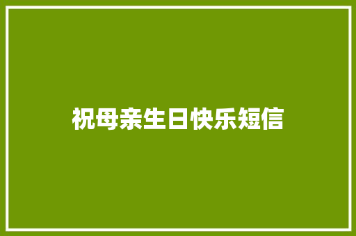 祝母亲生日快乐短信