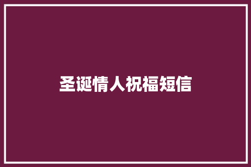 圣诞情人祝福短信