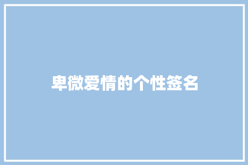卑微爱情的个性签名