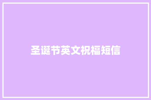 圣诞节英文祝福短信