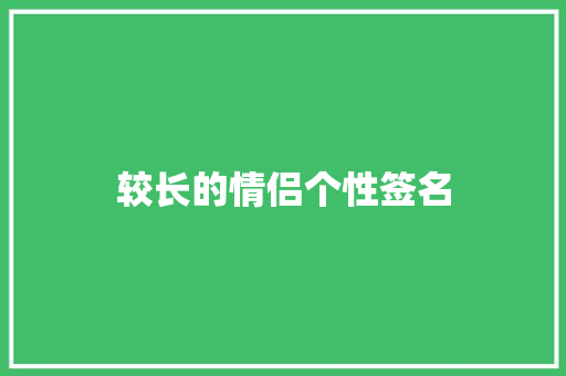 较长的情侣个性签名