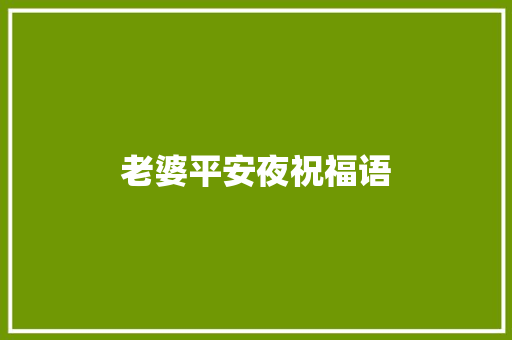 老婆平安夜祝福语 知识百科
