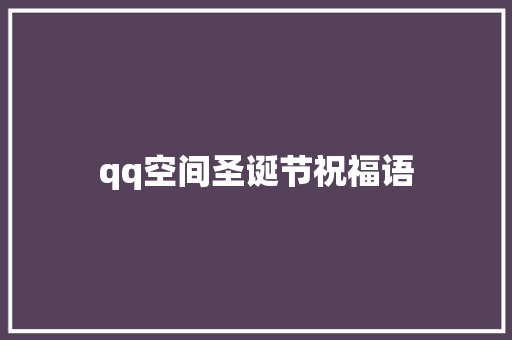 qq空间圣诞节祝福语