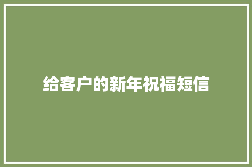 给客户的新年祝福短信