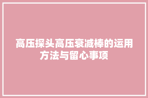 高压探头高压衰减棒的运用方法与留心事项