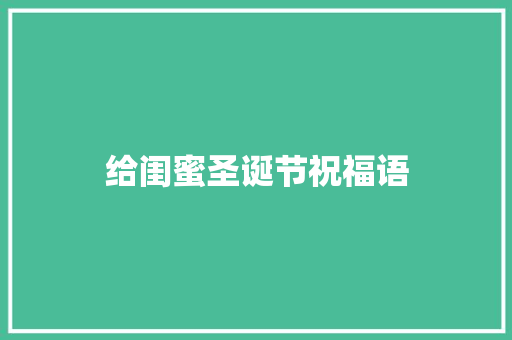 给闺蜜圣诞节祝福语