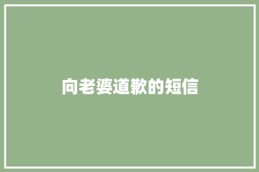 向老婆道歉的短信