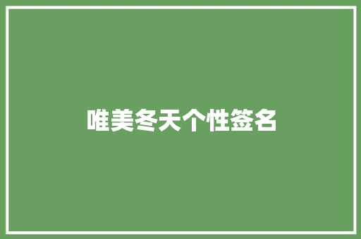 唯美冬天个性签名