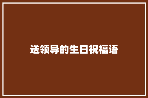 送领导的生日祝福语
