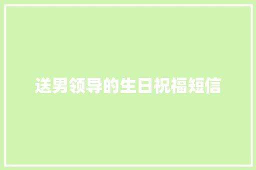 送男领导的生日祝福短信