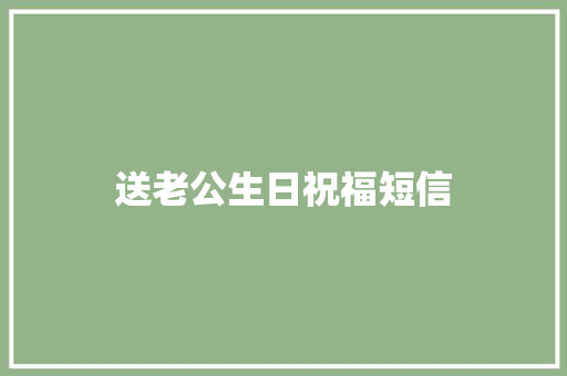 送老公生日祝福短信