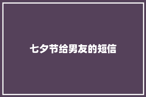 七夕节给男友的短信