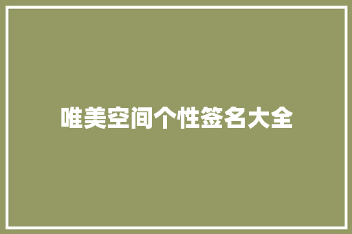 唯美空间个性签名大全
