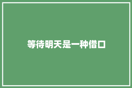 等待明天是一种借口