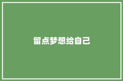 留点梦想给自己
