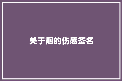 关于烟的伤感签名