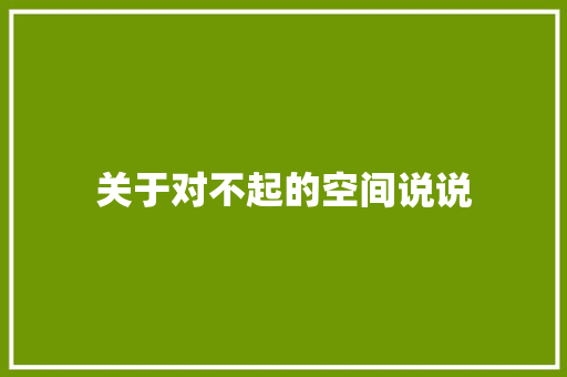 关于对不起的空间说说