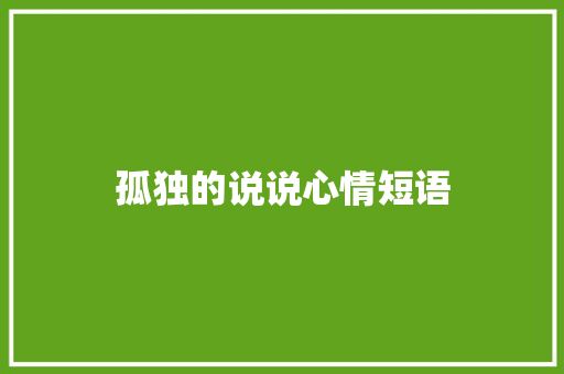 孤独的说说心情短语