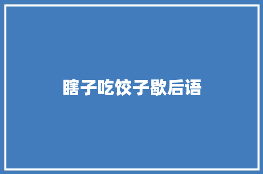 瞎子吃饺子歇后语