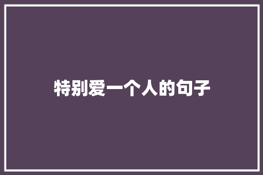 特别爱一个人的句子