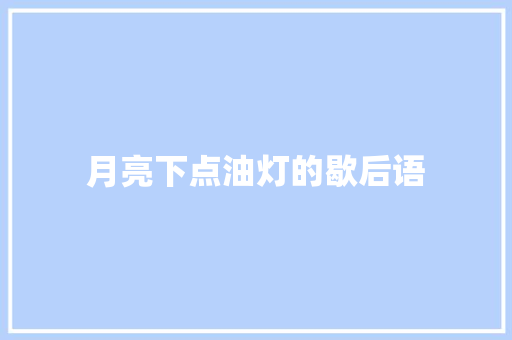 月亮下点油灯的歇后语