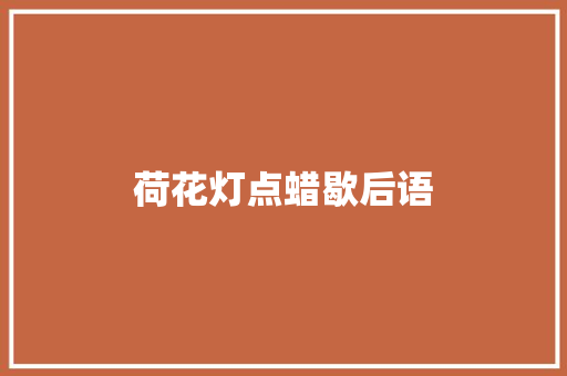 荷花灯点蜡歇后语