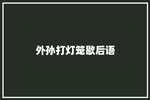 外孙打灯笼歇后语