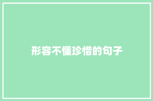 形容不懂珍惜的句子