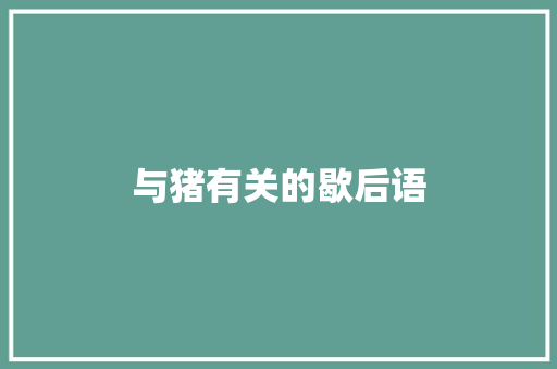 与猪有关的歇后语