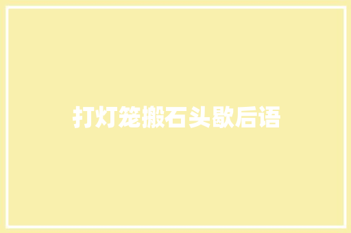 打灯笼搬石头歇后语