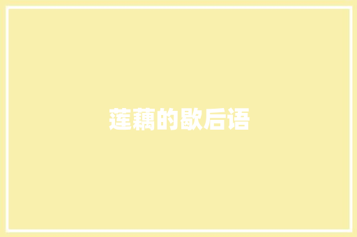 莲藕的歇后语
