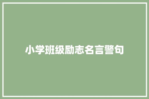 小学班级励志名言警句
