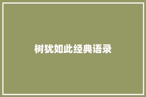 树犹如此经典语录